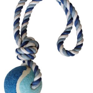 CORDE 1 NOEUD AVEC BALLE BLEU CLAIR MD CM.6X40