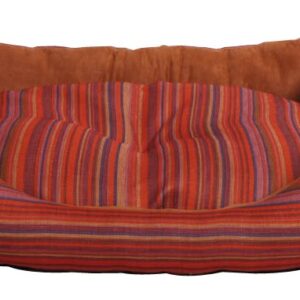 RECT.PET BED ORANGE STRIPES 70X60X20 cm.
