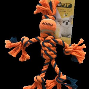 COTT.BONE MINI W/TENNISBALL 25CM ORAN/BLUE