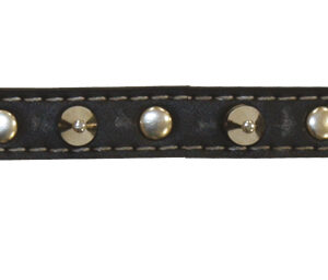 LEATHER COLLAR WITH STUDS 2X40 cm. BLACK