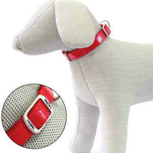 LEATHERETTE ADJUST.COLLAR GLOSSY CM.35-50X20MM.RED
