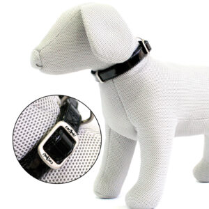 LEATHERETTE ADJUST.COLLAR GLOSSY CM.35-50X20MM.BLACK