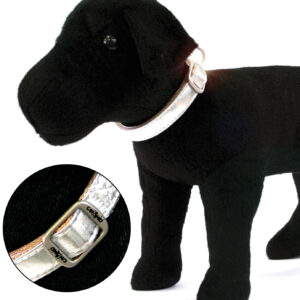 LEATHERETTE ADJUST.COLLAR ROYAL CM.35-50X20MM.SILVER