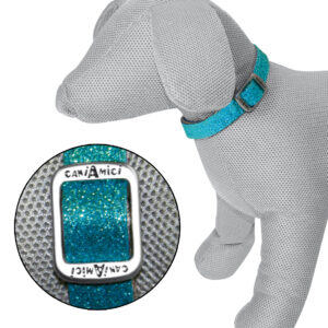 ADJUSTABLE GLITTER COLLAR CM 35-50X20MM LIGHT BLUE