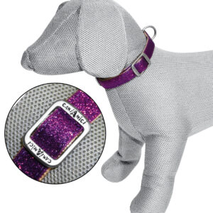 ADJUSTABLE GLITTER COLLAR CM 35-50X20MM PURPLE