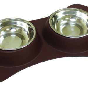 STEEL BOWL SILICONE DOUBLE BROWN 2x520ml