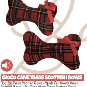 DOG TOY XMAS SCOTTISH BOWS 21 cm